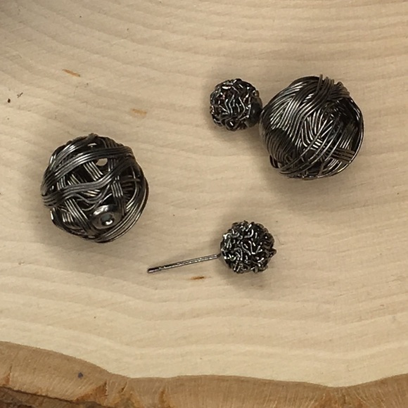 Gunmetal Double Stud Earrings - Picture 3 of 8